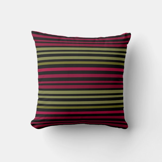 striped, simple, pink, horizontal stripes, minimal cushion (Front)