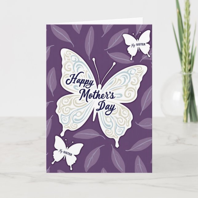 Striped Sister Butterfly Day Card (Front)