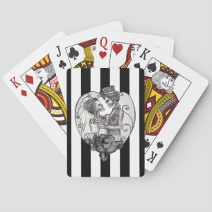 Striped Skeleton Love Couple Marriage Dance Playing Cards