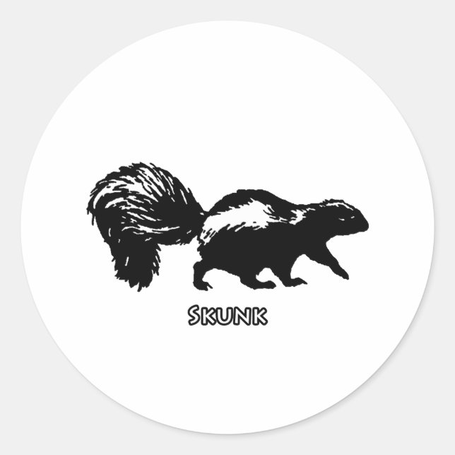 Striped Skunk Classic Round Sticker (Front)