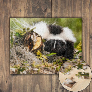 Striped Skunk Fern Log Jigsaw Puzzle