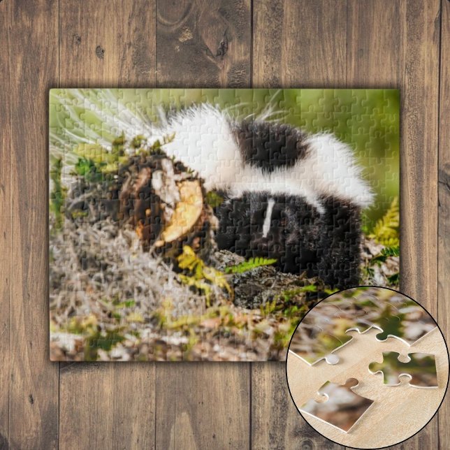 Striped Skunk Fern Log Jigsaw Puzzle (Striped Skunk Fern Log Jigsaw Puzzle)