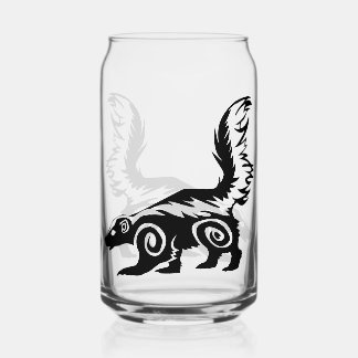 Striped Skunk Tribal Design Can Glass