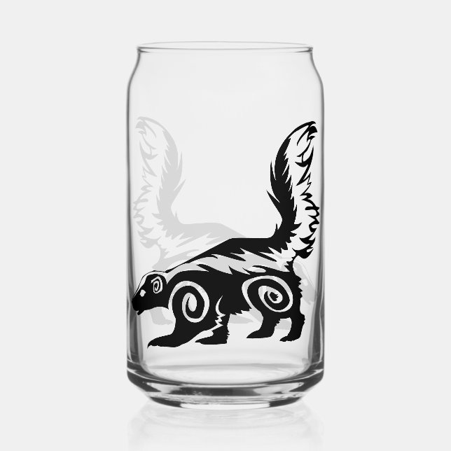 Striped Skunk Tribal Design Can Glass (Front)