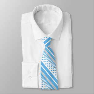 Striped sky blue pattern with stars tie