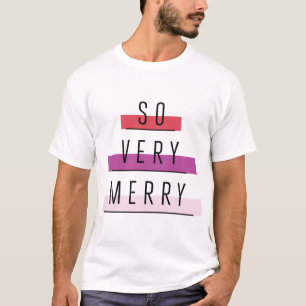 Striped So Very Merry Christmas Retro T-Shrit T-Sh T-Shirt