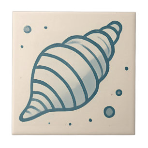 Striped Spiral Shell Minimal Art Tile