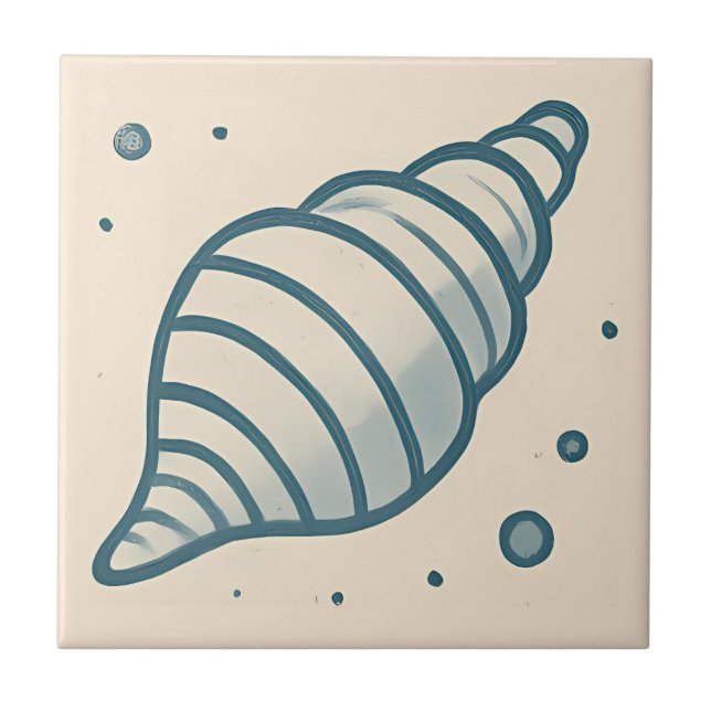 Striped Spiral Shell Minimal Art Tile (Front)
