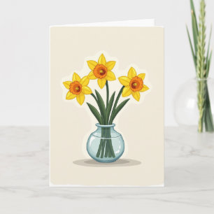Striped Spring Blossoms Vase Card