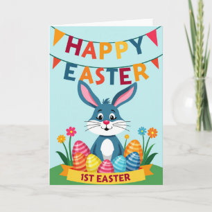 Striped Springtime Rabbit Card