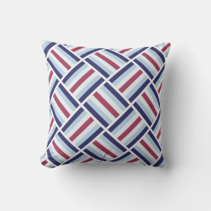 Striped Square Pattern - Blue and Red Cushion