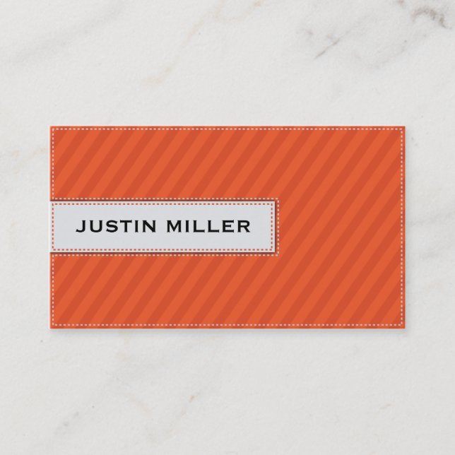 Striped Stitching - Orange Business Card (Front)