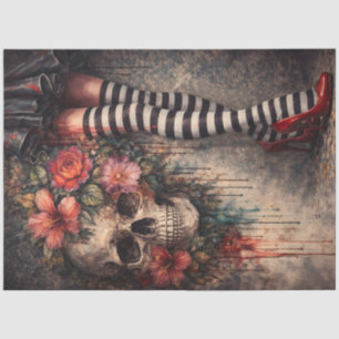Striped Stockings Ruby Red Heels Skull Poster Tissue Paper
