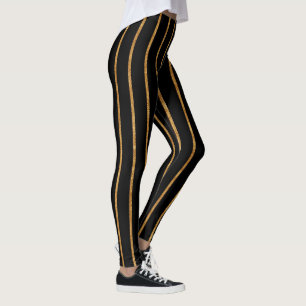 Striped Stretch Leggings - Women's Black Yoga Pant