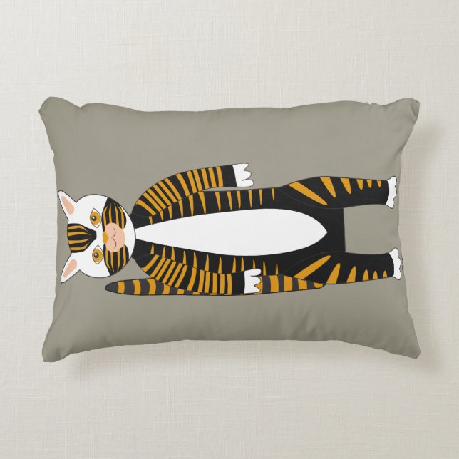 Striped tabby cat asleep or awake.Two sides Decorative Cushion (Front)