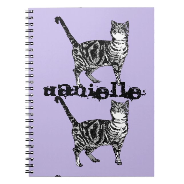 Striped Tabby Cat cute Girls name Notebook (Front)
