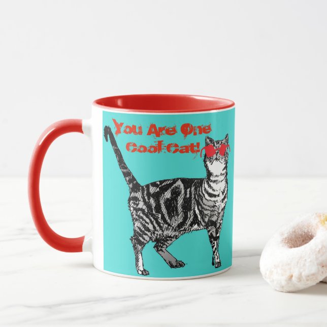 Striped Tabby cats You Are One Cool Cat Mug (With Donut)