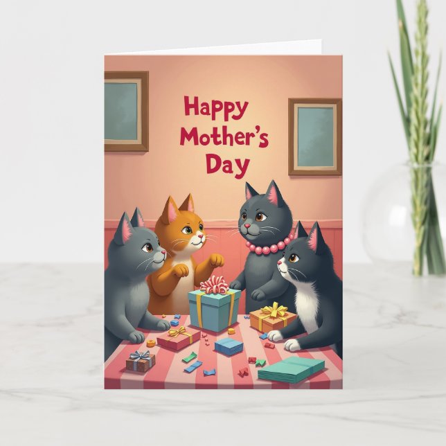 Striped Table Mothers Day Card (Front)