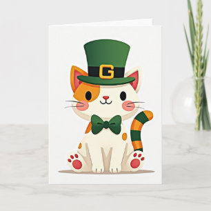 Striped Tail Cat St Patricks Card