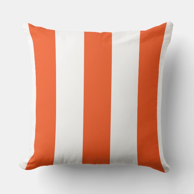Striped Tangerine and White  Cushion (Front)