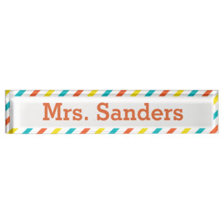 Striped Teacher Nameplate