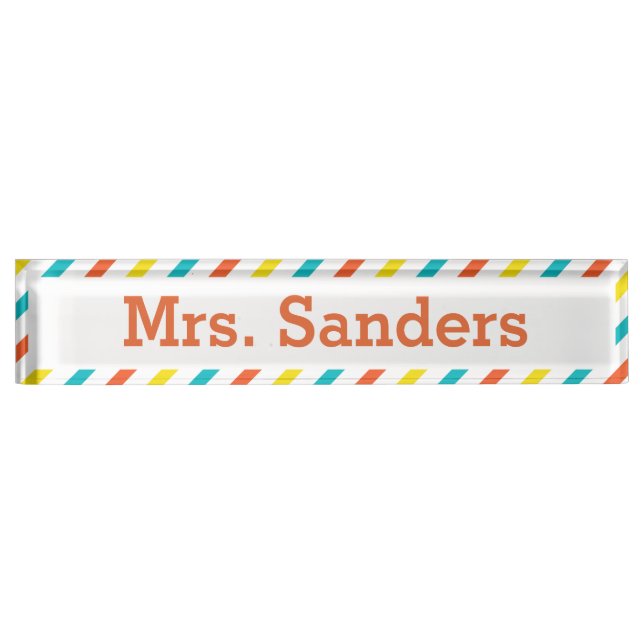 Striped Teacher Nameplate (Front)
