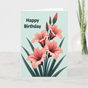 Striped Teal Blossom Card