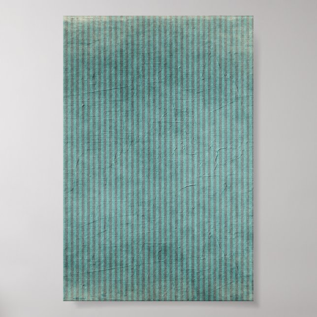 Striped Teal Grunge Pattern Poster (Front)