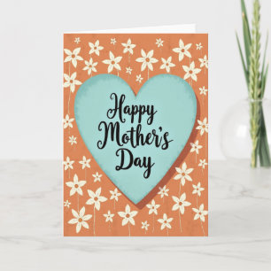 Striped Teal Heart Blossom Card