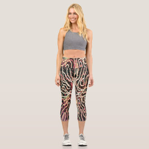 Striped texture capri leggings
