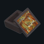 Striped Tiger Fur Print Pattern Jewellery Box<br><div class="desc">This trendy gift box features a striped tiger print pattern with black animal stripes on a very bright orange, yellow and cream fur background. Bring out the wild cat in you with this cool feline design. It's the perfect bold, original look for animal lovers. Check our shop for matching items....</div>