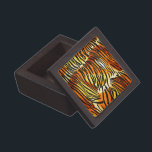 Striped Tiger Fur Print Pattern Jewellery Box<br><div class="desc">This trendy gift box features a striped tiger print pattern with black animal stripes on a very bright orange, yellow and cream fur background. Bring out the wild cat in you with this cool feline design. It's the perfect bold, original look for animal lovers. Check our shop for matching items....</div>