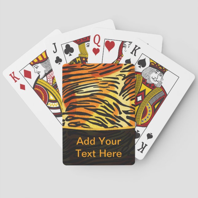 Striped Tiger Fur Print Pattern Personalised Playing Cards (Back)