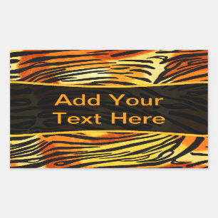 Striped Tiger Fur Print Pattern Personalised Rectangular Sticker