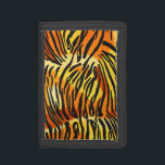 Striped Tiger Fur Print Pattern Tri-fold Wallet<br><div class="desc">This trendy wallet features a striped tiger print pattern with black animal stripes on a very bright orange,  yellow and cream fur background. Bring out the wild cat in you with this cool feline design. It's the perfect bold,  original look for animal lovers. Check our shop for matching items.</div>