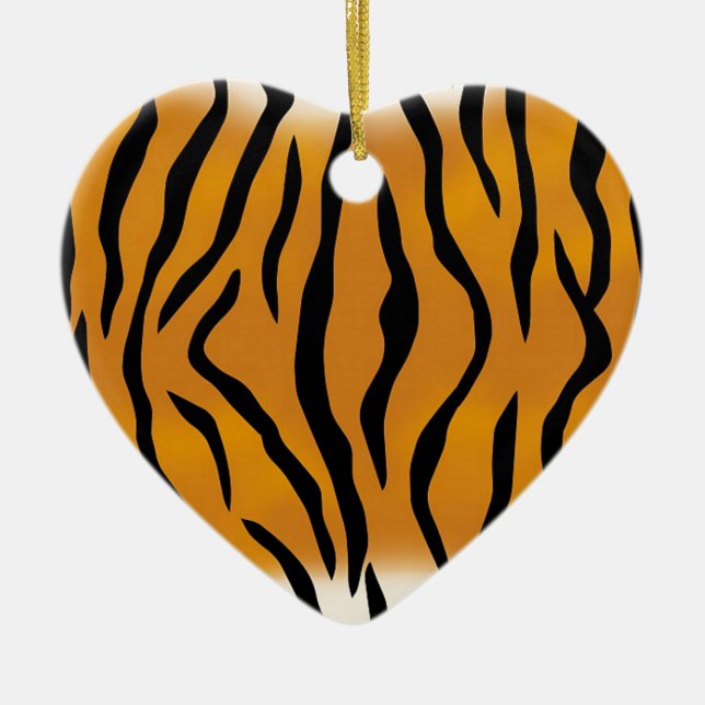 Striped Tiger Pattern Ceramic Tree Decoration (Front)
