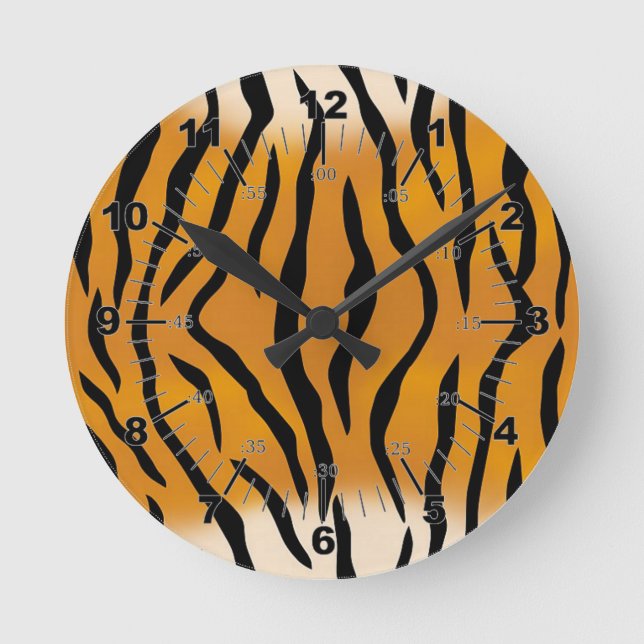Striped Tiger Pattern Round Clock (Front)