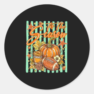 Striped tis the season football fall coffee classic round sticker