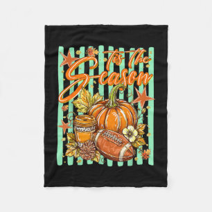 Striped tis the season football fall coffee fleece blanket