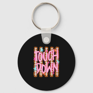 Striped touchdown football mum fall sports funny key ring