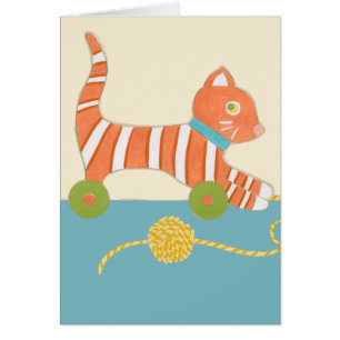 Striped Toy Cat with Ball of String