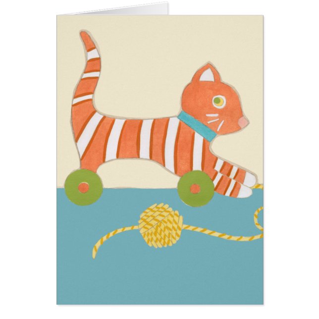 Striped Toy Cat with Ball of String (Front)