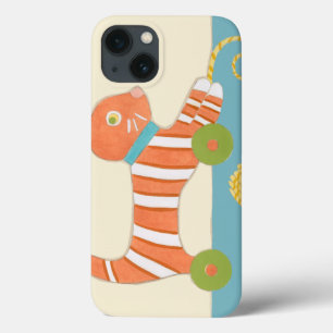 Striped Toy Cat with Ball of String iPhone 13 Case
