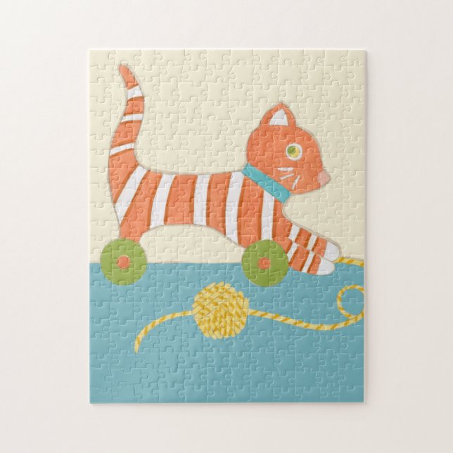 Striped Toy Cat with Ball of String Jigsaw Puzzle (Vertical)