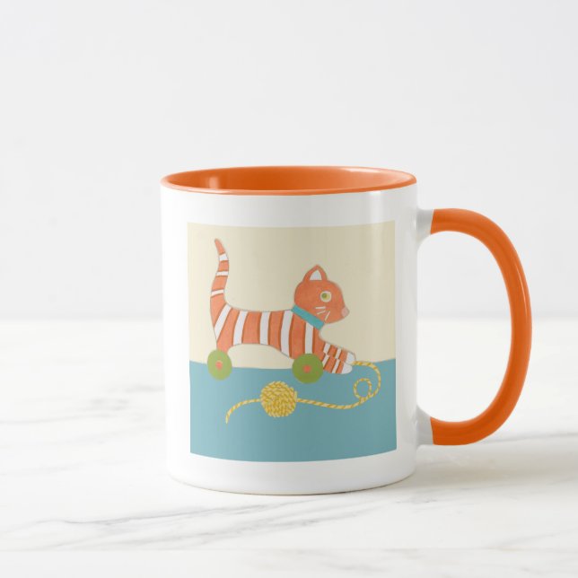 Striped Toy Cat with Ball of String Mug (Right)