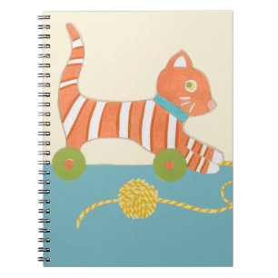 Striped Toy Cat with Ball of String Notebook