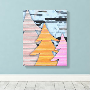 Striped Trees Winter Landscape Scene Canvas Print