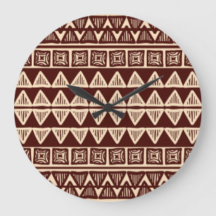 Striped Tribal: Ornamental Artwork. Large Clock