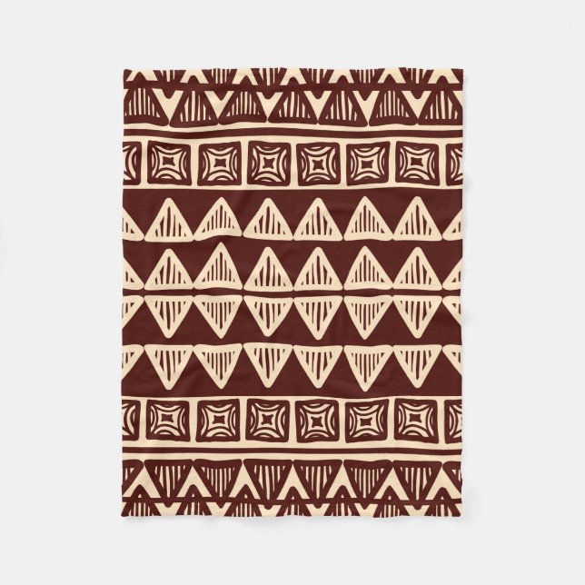 Striped tribal ornamental pattern fleece blanket (Front)