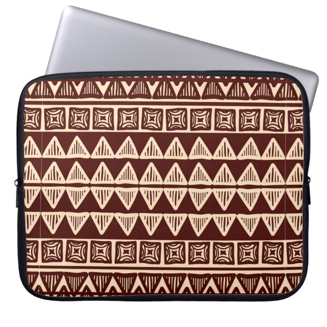 Striped tribal ornamental pattern laptop sleeve (Front)